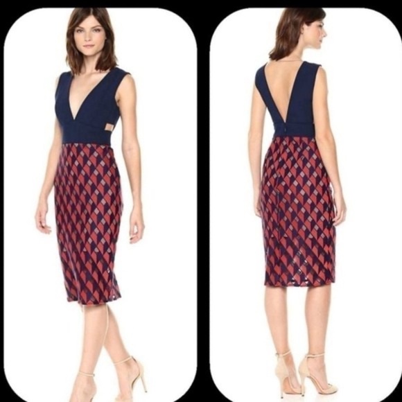 BCBG MaxAzria  Rosalina Woven V-Neck Peplum Dress Size 0 NWT - Picture 1 of 16